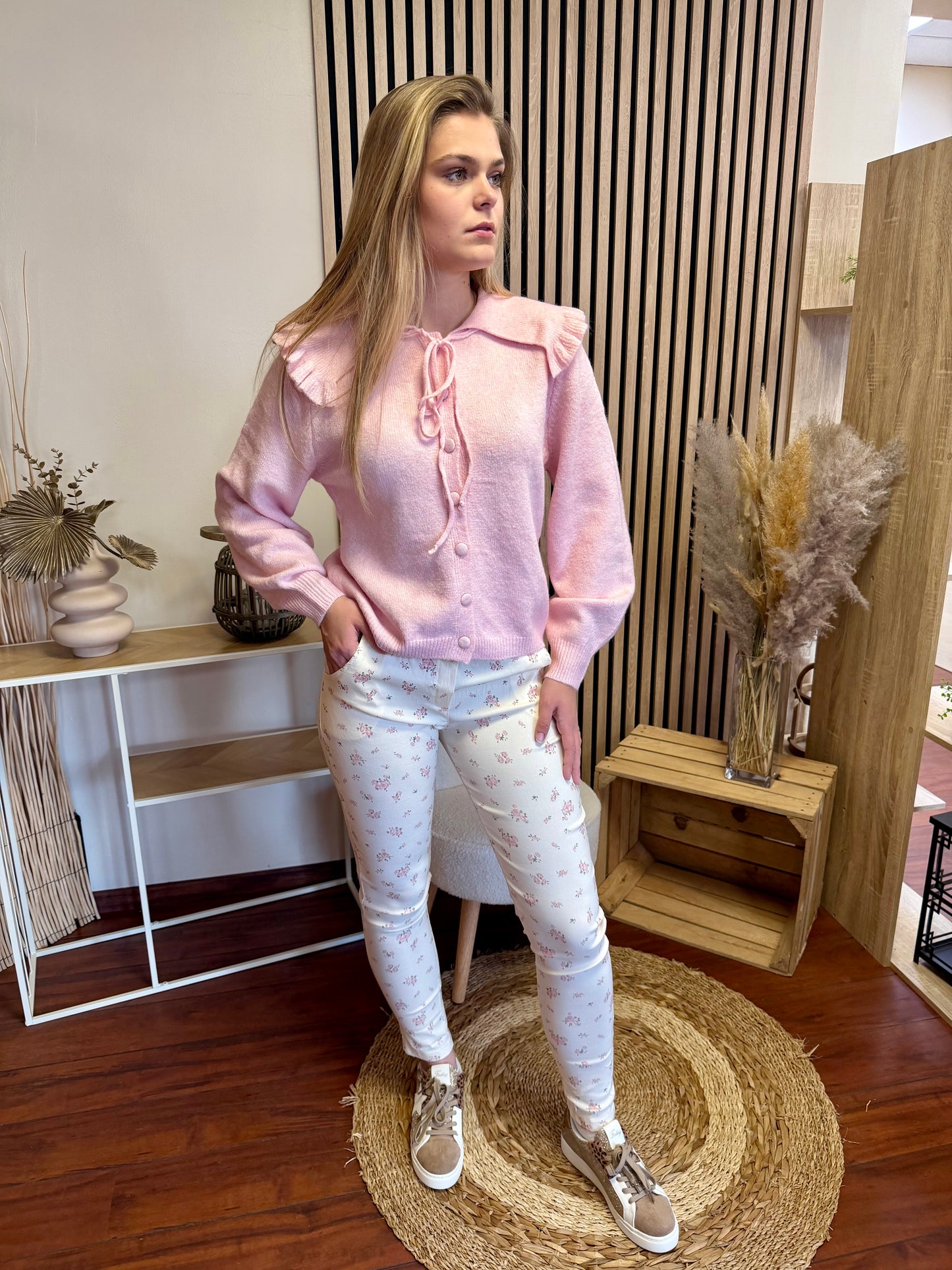 Gilet col rose