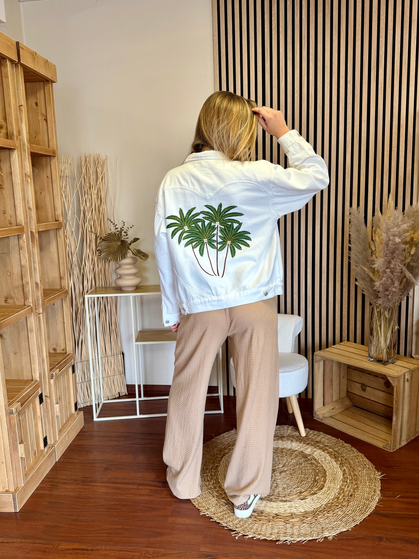 Veste en jean blanche PALMIERS