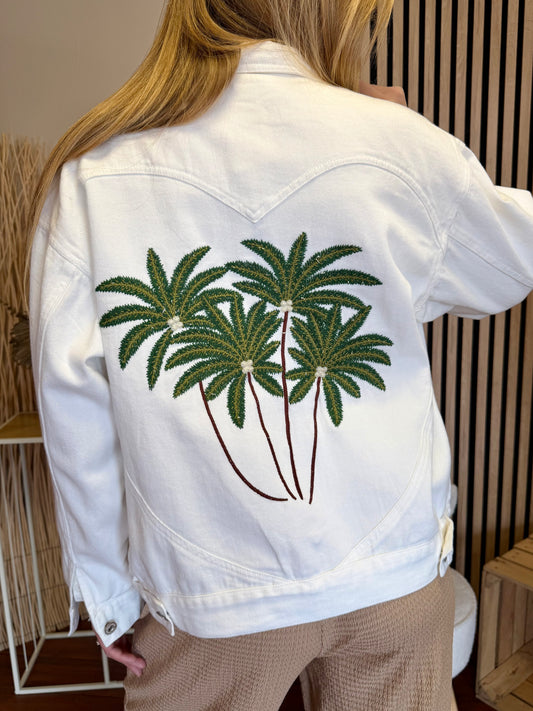 Veste en jean blanche PALMIERS