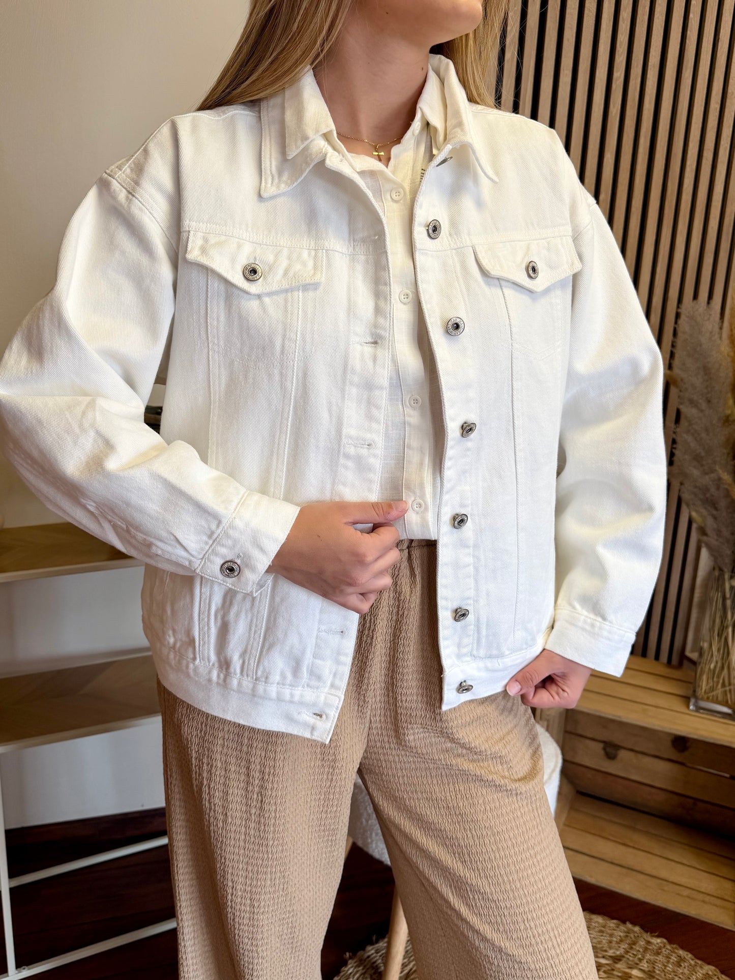 Veste en jean blanche PALMIERS