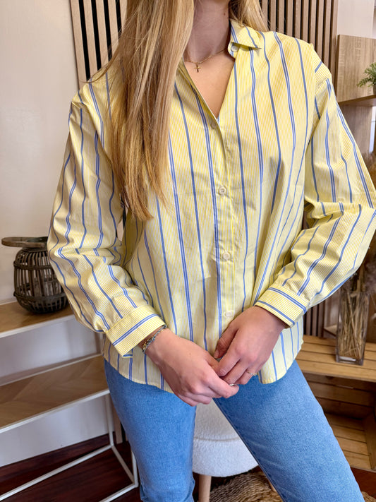 Chemise rayée jaune et bleu