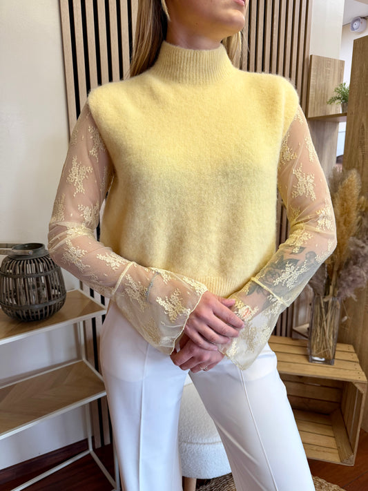 Pull sans manche JAUNE
