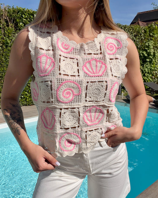 Top en crochet Coquillage