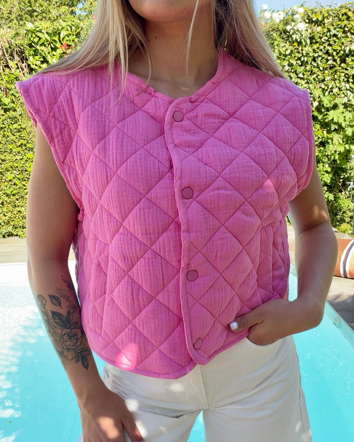 Veste sans manche Rose