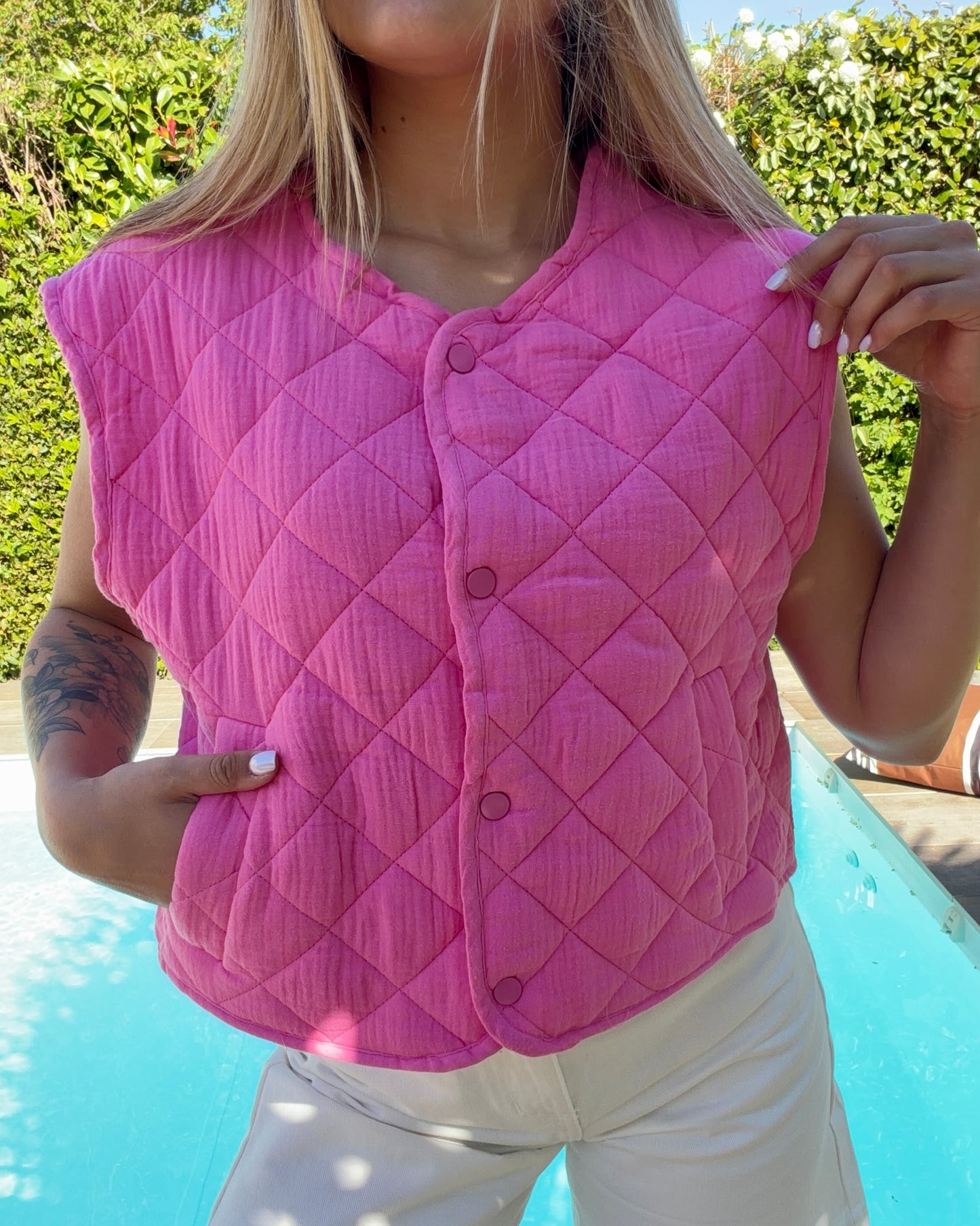 Veste sans manche Rose
