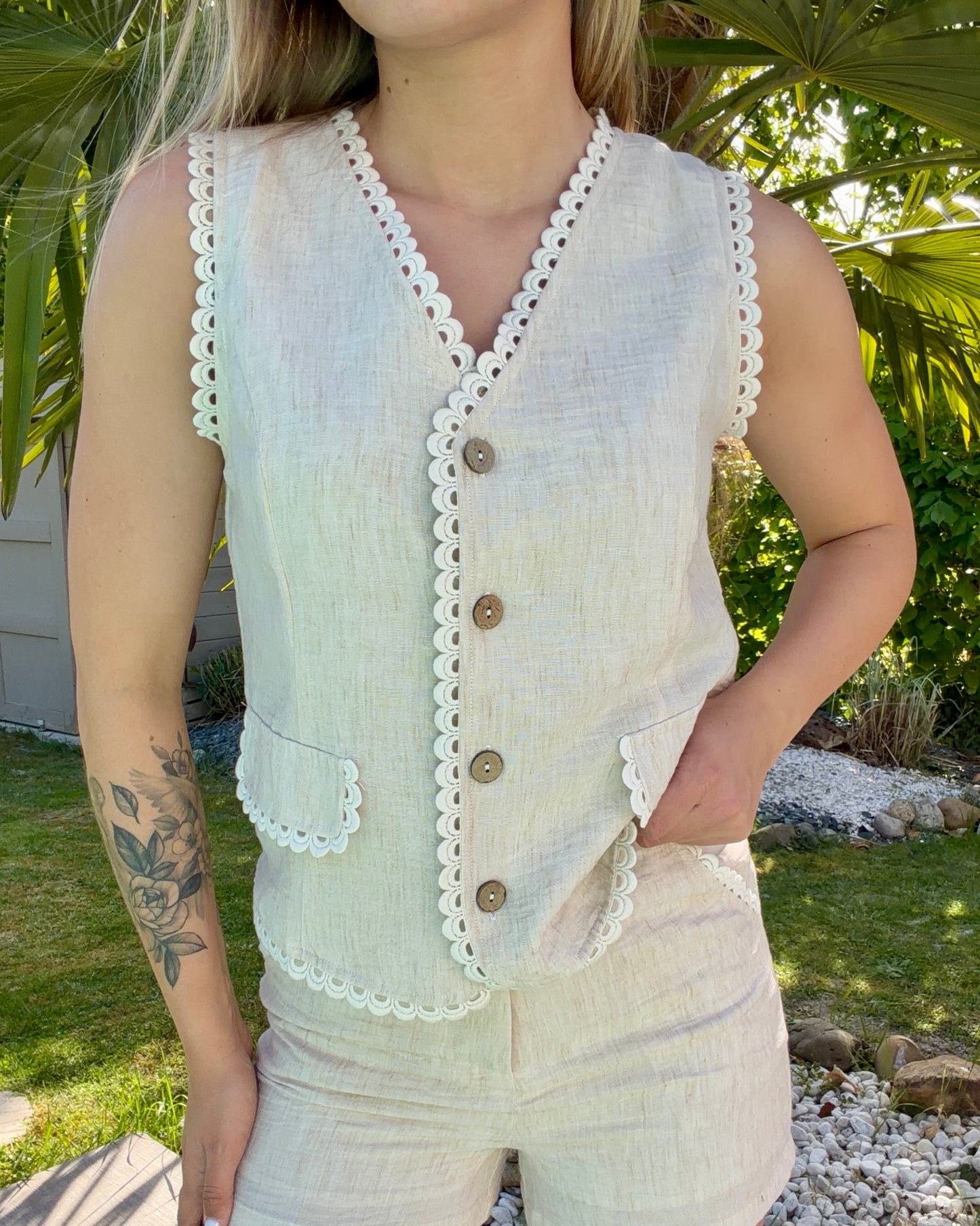 Gilet sans manche en lin