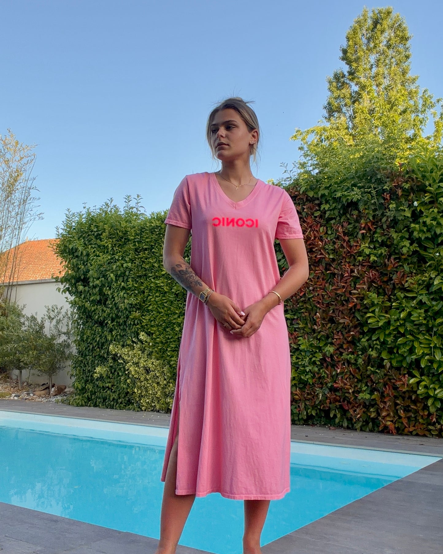 Robe longue ICONIC rose